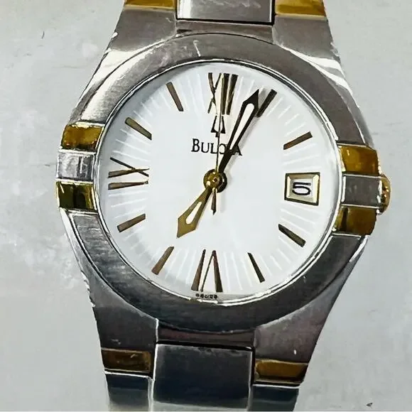 Bulova White 2-Tone Stainless Steel Women's Watch 98U28 6in. - Picture 3 of 15